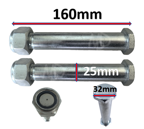 Mini Digger Hex Head Bucket Pins 25mm (Set of 2)